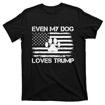 Even My Dog Loves Trump Usa Flag Election Trump Support T-Shirt