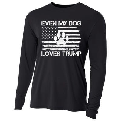 Even My Dog Loves Trump Usa Flag Election Trump Support Cooling Performance Long Sleeve Crew