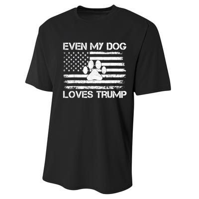 Even My Dog Loves Trump Usa Flag Election Trump Support Performance Sprint T-Shirt