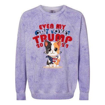 Even My Dog Loves Trump Usa Flag Election Trump Support Colorblast Crewneck Sweatshirt