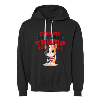 Even My Dog Loves Trump Usa Flag Election Trump Support Garment-Dyed Fleece Hoodie