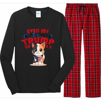 Even My Dog Loves Trump Usa Flag Election Trump Support Long Sleeve Pajama Set