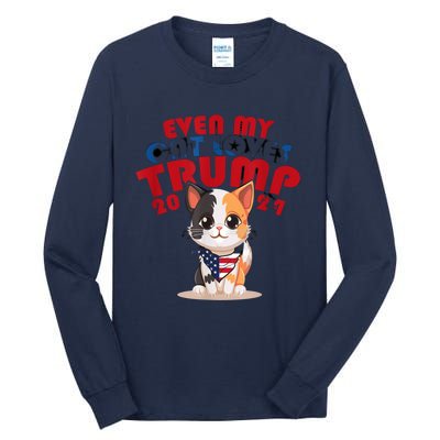 Even My Dog Loves Trump Usa Flag Election Trump Support Tall Long Sleeve T-Shirt