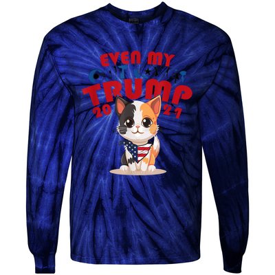 Even My Dog Loves Trump Usa Flag Election Trump Support Tie-Dye Long Sleeve Shirt