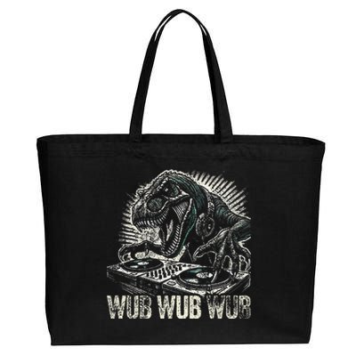 Electronic Music Dinosaur Dj Dubstep Cotton Canvas Jumbo Tote