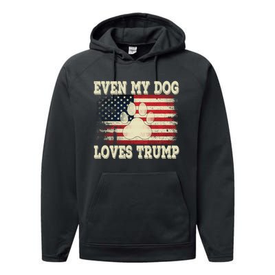 Even My Dog Loves Trump Usa Flag Election Trump Support Performance Fleece Hoodie