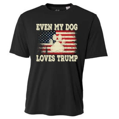 Even My Dog Loves Trump Usa Flag Election Trump Support Cooling Performance Crew T-Shirt