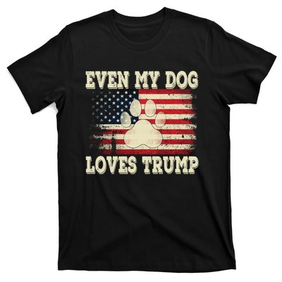 Even My Dog Loves Trump Usa Flag Election Trump Support T-Shirt