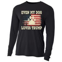 Even My Dog Loves Trump Usa Flag Election Trump Support Cooling Performance Long Sleeve Crew