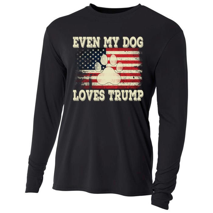 Even My Dog Loves Trump Usa Flag Election Trump Support Cooling Performance Long Sleeve Crew