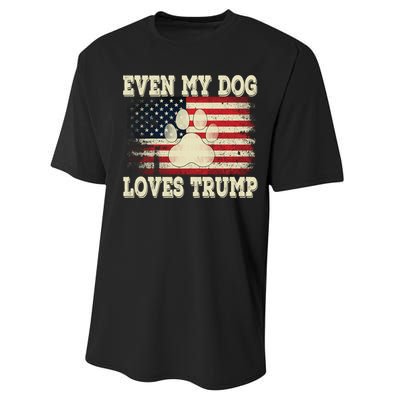 Even My Dog Loves Trump Usa Flag Election Trump Support Performance Sprint T-Shirt