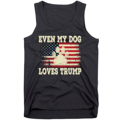 Even My Dog Loves Trump Usa Flag Election Trump Support Tank Top