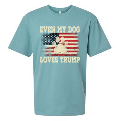 Even My Dog Loves Trump Usa Flag Election Trump Support Sueded Cloud Jersey T-Shirt