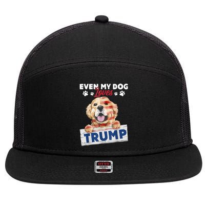 Even My Dog Loves Trump Usa Flag Election Trump Support 7 Panel Mesh Trucker Snapback Hat