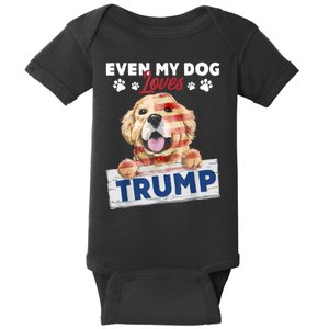 Even My Dog Loves Trump Usa Flag Election Trump Support Baby Bodysuit