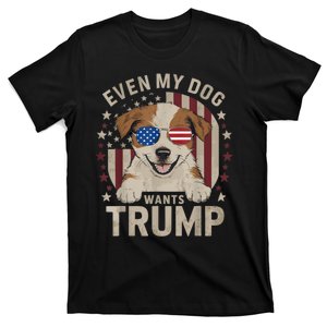 Even My Dog Loves Trump Usa Flag Election Trump Support T-Shirt