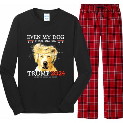 Even My Dog Is Waiting For Trump 2024 Long Sleeve Pajama Set