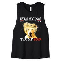 Even My Dog Is Waiting For Trump 2024 Women's Racerback Cropped Tank