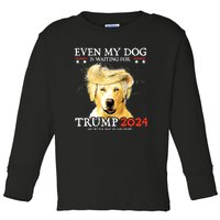 Even My Dog Is Waiting For Trump 2024 Toddler Long Sleeve Shirt