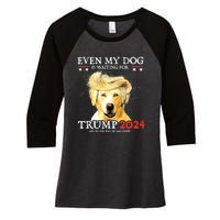 Even My Dog Is Waiting For Trump 2024 Women's Tri-Blend 3/4-Sleeve Raglan Shirt