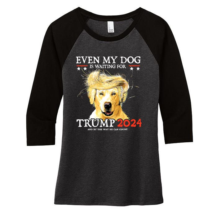 Even My Dog Is Waiting For Trump 2024 Women's Tri-Blend 3/4-Sleeve Raglan Shirt