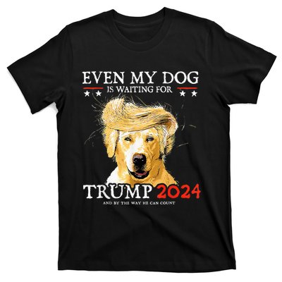 Even My Dog Is Waiting For Trump 2024 Funny Dog T-Shirt