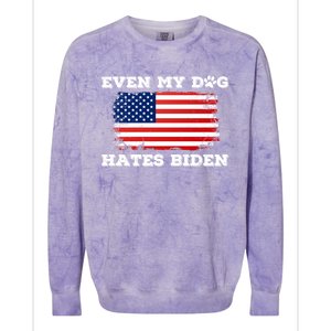 Even My Dog Hates Biden Conservative Anti Liberal Us Flag Gift Colorblast Crewneck Sweatshirt