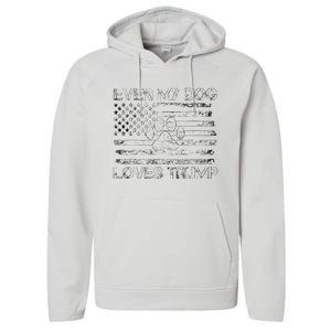 Even My Dog Loves Trump Usa Flag Election Trump Support Performance Fleece Hoodie