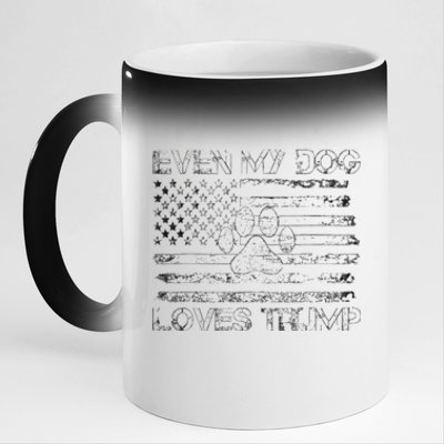 Even My Dog Loves Trump Usa Flag Election Trump Support 11oz Black Color Changing Mug