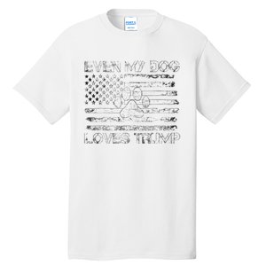 Even My Dog Loves Trump Usa Flag Election Trump Support Tall T-Shirt