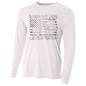 Even My Dog Loves Trump Usa Flag Election Trump Support Cooling Performance Long Sleeve Crew