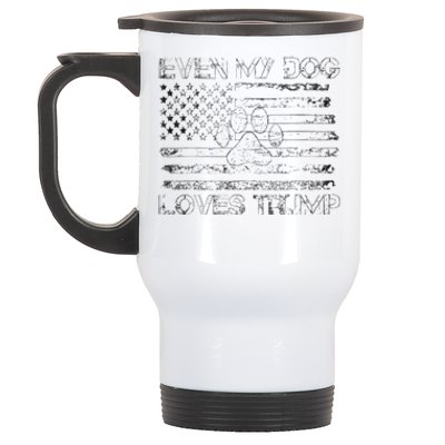 Even My Dog Loves Trump Usa Flag Election Trump Support Stainless Steel Travel Mug