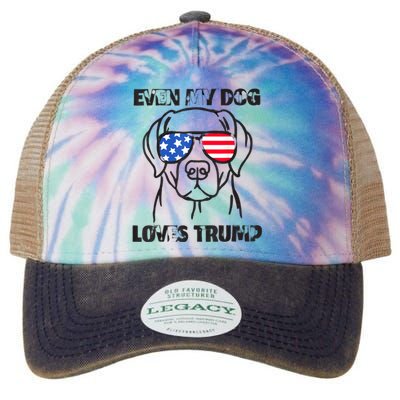 Even My Dog Loves Trump Usa Flag Election Trump Support Legacy Tie Dye Trucker Hat