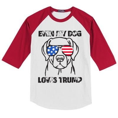 Even My Dog Loves Trump Usa Flag Election Trump Support Kids Colorblock Raglan Jersey