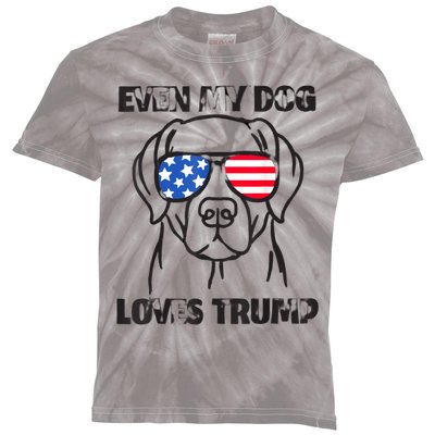 Even My Dog Loves Trump Usa Flag Election Trump Support Kids Tie-Dye T-Shirt