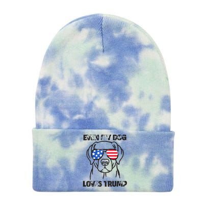 Even My Dog Loves Trump Usa Flag Election Trump Support Tie Dye 12in Knit Beanie