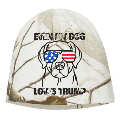 Even My Dog Loves Trump Usa Flag Election Trump Support Kati - Camo Knit Beanie