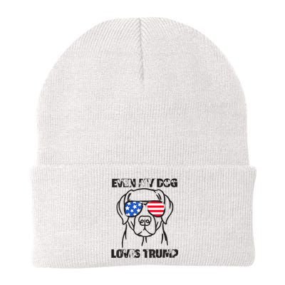 Even My Dog Loves Trump Usa Flag Election Trump Support Knit Cap Winter Beanie