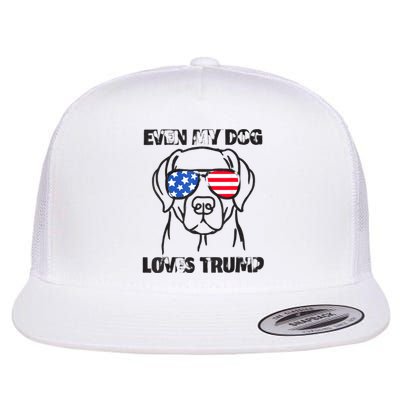 Even My Dog Loves Trump Usa Flag Election Trump Support Flat Bill Trucker Hat