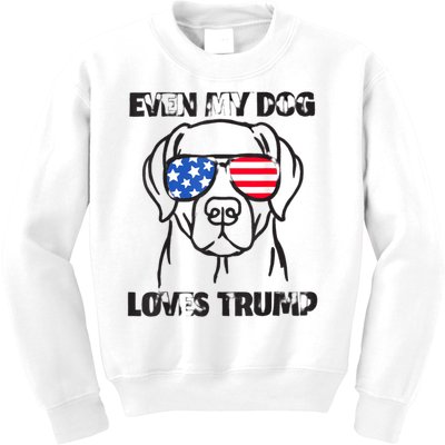 Even My Dog Loves Trump Usa Flag Election Trump Support Kids Sweatshirt