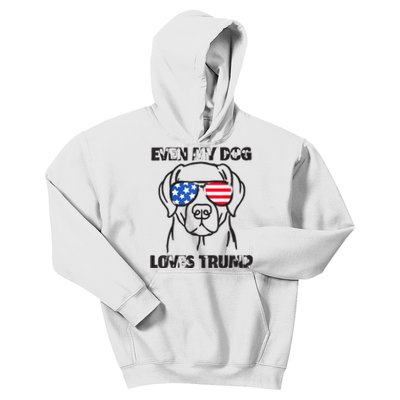 Even My Dog Loves Trump Usa Flag Election Trump Support Kids Hoodie