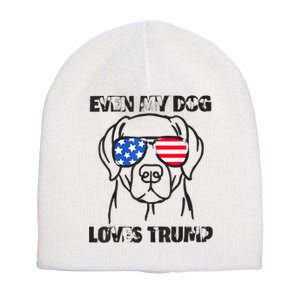 Even My Dog Loves Trump Usa Flag Election Trump Support Short Acrylic Beanie