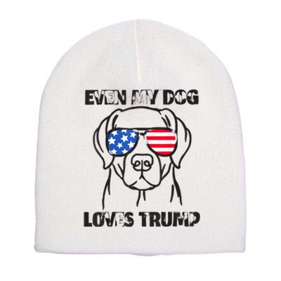 Even My Dog Loves Trump Usa Flag Election Trump Support Short Acrylic Beanie