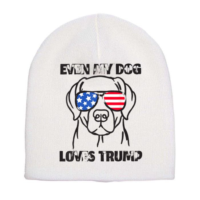 Even My Dog Loves Trump Usa Flag Election Trump Support Short Acrylic Beanie