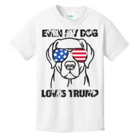 Even My Dog Loves Trump Usa Flag Election Trump Support Kids T-Shirt