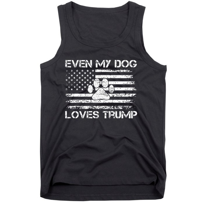 Even My Dog Loves Trump Usa Flag Election Trump Support Tank Top