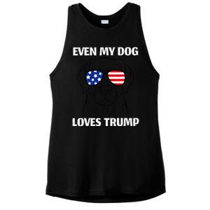 Even My Dog Loves Trump Labrador With Usa Flag Sunglasses Ladies PosiCharge Tri-Blend Wicking Tank