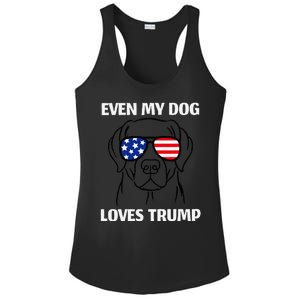 Even My Dog Loves Trump Labrador With Usa Flag Sunglasses Ladies PosiCharge Competitor Racerback Tank