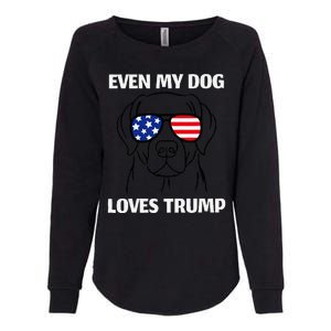 Even My Dog Loves Trump Labrador With Usa Flag Sunglasses Womens California Wash Sweatshirt