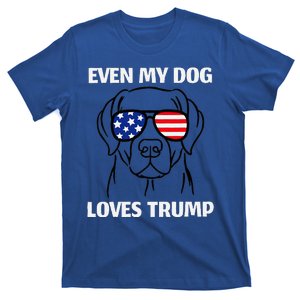 Even My Dog Loves Trump Labrador With Usa Flag Sunglasses T-Shirt